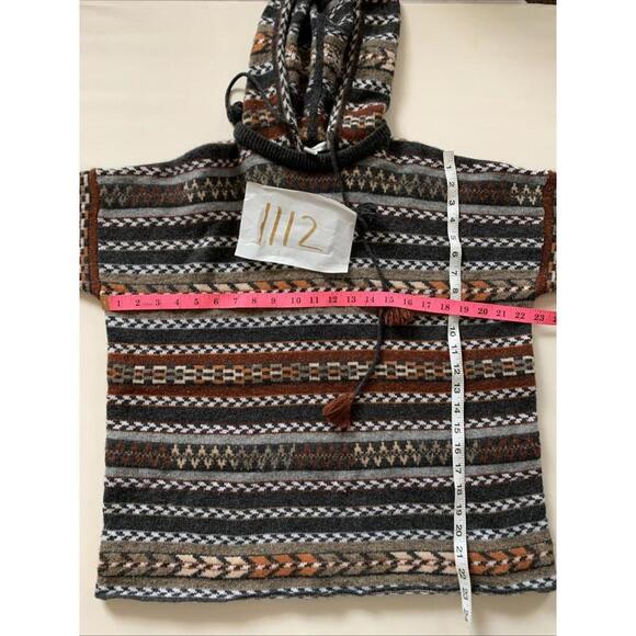Autumn Cashmere 100% Pure Cashmere Hooded Sweater Jacquard Knit Tunic Aztec Xs S - Picture 8 of 8